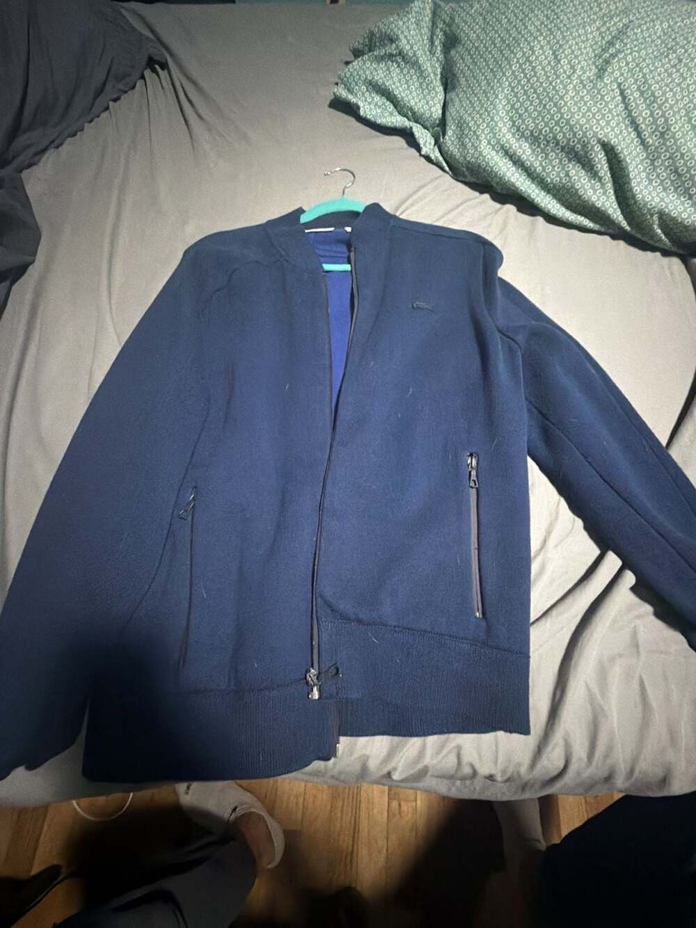 Lacoste Full Zip Knit Bomber Jacket Navy Blue Men's Size L (FR 5)